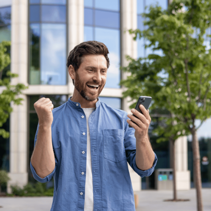 Guy looking at his phone